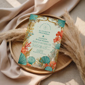 Beach Seashell Botanical Wedding Kaart