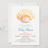 Beach Seashell Boy Baby shower Uitnodiging (Voorkant)