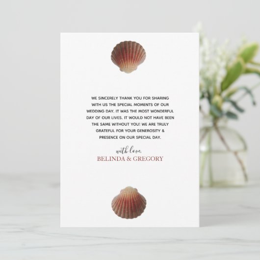 Beach Seashell Clams Weddenschap Hartelijk dank Bedankkaart (Staand voorkant)