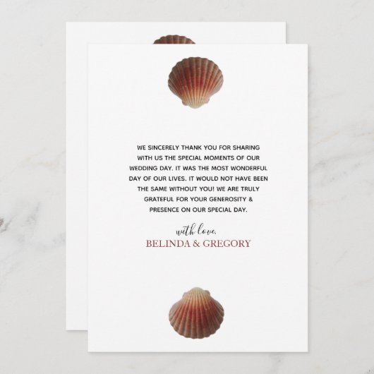 Beach Seashell Clams Weddenschap Hartelijk dank Bedankkaart (Voorkant / Achterkant)