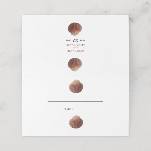 Beach Seashell Clams Weddenschap Place Card Plaatskaartje (Buitenkant ongevouwen)
