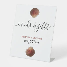 Beach Seashell Clams Wedding Cards & Gifts Reclamebord Met Voetstuk