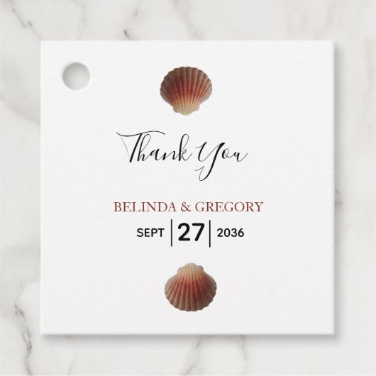 Beach Seashell Clams Wedding Gift Bedankjes Labels (Voorkant)