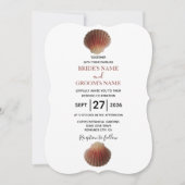 Beach Seashell Clams Wedding Invitations Kaart (Voorkant)
