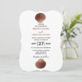 Beach Seashell Clams Wedding Invitations Kaart (Staand voorkant)