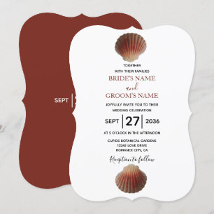 Beach Seashell Clams Wedding Invitations Kaart