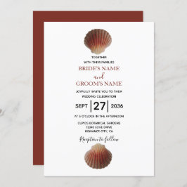 Beach Seashell Clams Wedding Invitations Kaart