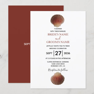 Beach Seashell Clams Wedding Invitations Kaart