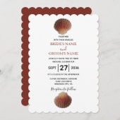 Beach Seashell Clams Wedding Invitations Kaart (Voorkant / Achterkant)