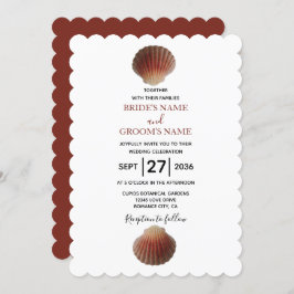 Beach Seashell Clams Wedding Invitations Kaart