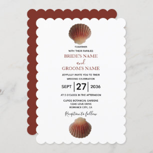 Beach Seashell Clams Wedding Invitations Kaart
