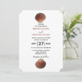 Beach Seashell Clams Wedding Invitations Kaart (Staand voorkant)