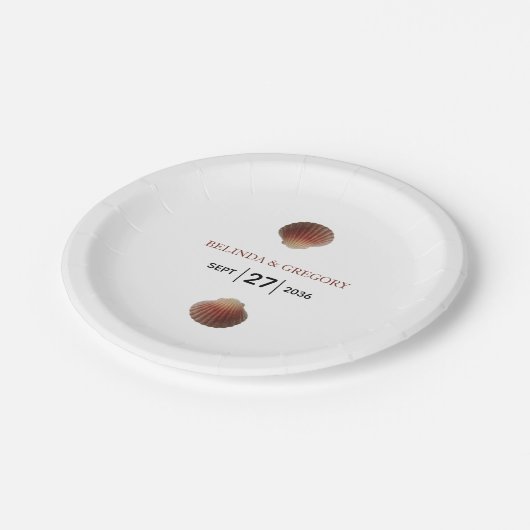 Beach Seashell Clams Wedding Papieren Bordje (Gekanteld)