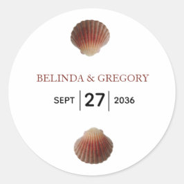 Beach Seashell Clams Wedding Ronde Sticker