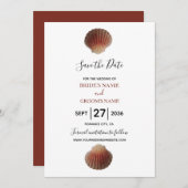 Beach Seashell Clams Wedding Save the Date (Voorkant / Achterkant)