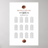 Beach Seashell Clams Wedding Seding Chart Poster (Voorkant)