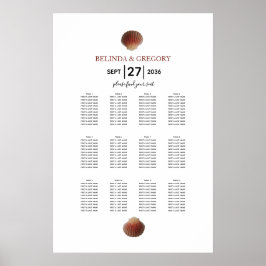 Beach Seashell Clams Wedding Seding Chart Poster