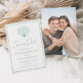 Beach Seashell Elegant Aqua Blue Wedding Save The Date