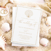 Beach Seashell Elegant beige Sand Wedding Kaart