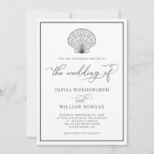 Beach Seashell Elegant Dark Gray Weddenschap Kaart (Voorkant)