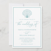 Beach Seashell Elegant Zee Glass Blue Weddenschap Kaart (Voorkant)