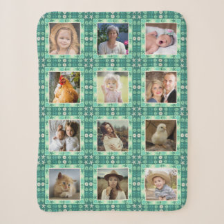 Beach Seashell Faux Quilted Blauwgroen Photo Colla Sherpa Deken