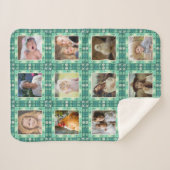 Beach Seashell Faux Quilted Blauwgroen Photo Colla Sherpa Deken (Voorkant (horizontaal))