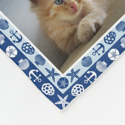 Beach Seashell Faux Quilted Nautical Photo Collage Fleece Deken (Hoek)