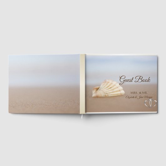 Beach Seashell, Hearts Wedding Gastenboek (Volledig)