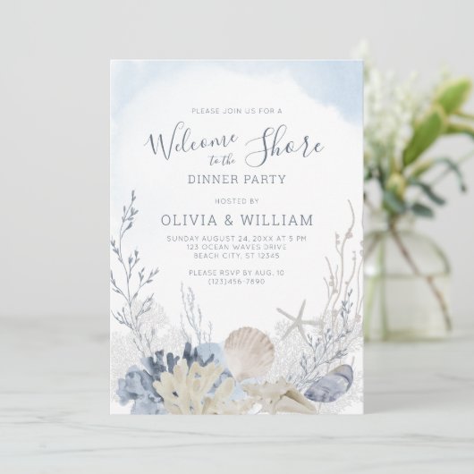 Beach Seashell Kustdiner Kaart (Staand voorkant)