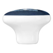 Beach Seashell Modern Navy Blue White Rustic Wood Keramische Knop (Zijkant)