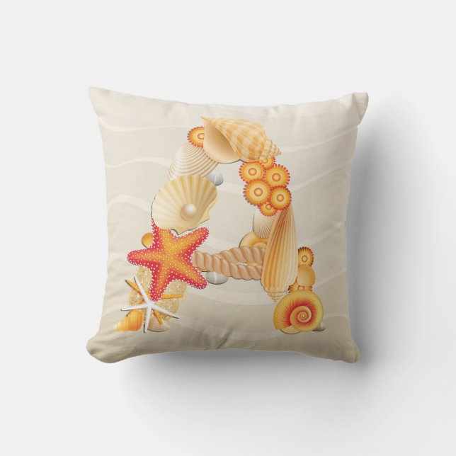 Beach Seashell Monogram Kussen - SRF (Voorkant)
