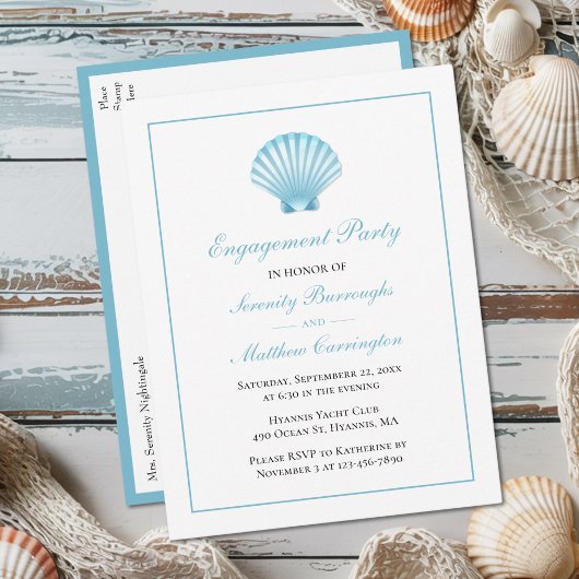 Beach Seashell nautische bruiloft verlovingsfeest Uitnodiging Briefkaart