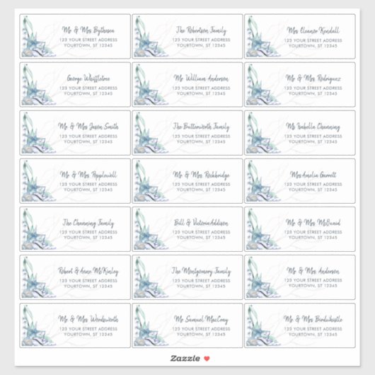 Beach Seashell Ocean Wedding Guest Adresetiketten Sticker (Vel)