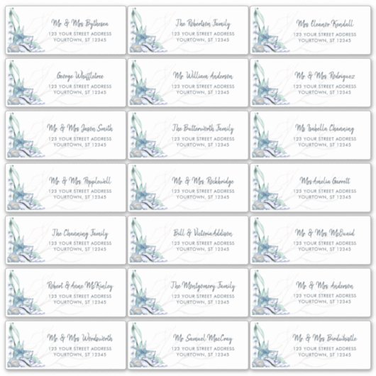 Beach Seashell Ocean Wedding Guest Adresetiketten Sticker (Voorkant)