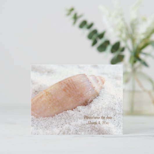 Beach Seashell Save the Date Wedding Briefkaart (Staand voorkant)