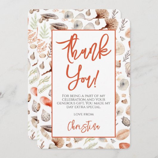 Beach Seashell Seaside Theme Party Bedankkaart (Voorkant / Achterkant)