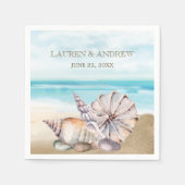 Beach Seashell | Tropische eiland nautische bruilo Servet (Voorkant)