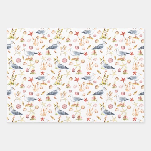 Beach Seashell Verjaardag Inpakpapier Vel (Voorkant 3)