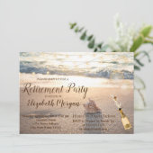 Beach,Seashell,Wijn Retirement Party Kaart (Staand voorkant)