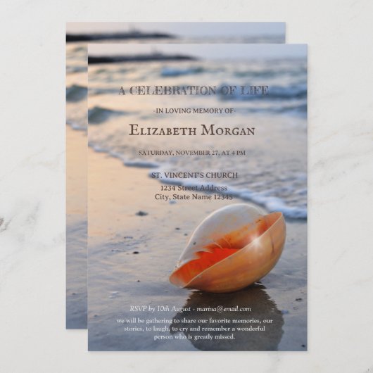 Beach Seashell Zee Viering van het leven Kaart (Voorkant / Achterkant)