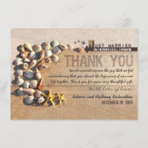 Beach Seashells bruiloft bedankkaarten