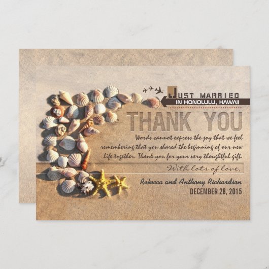 Beach Seashells bruiloft bedankkaarten Bedankkaart (Voorkant / Achterkant)