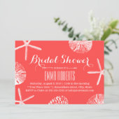 Beach Seashells Coral Red Vrijgezellenfeest Kaart (Staand voorkant)