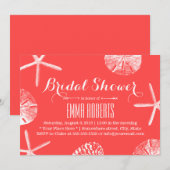 Beach Seashells Coral Red Vrijgezellenfeest Kaart (Voorkant / Achterkant)