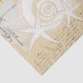 Beach Seashells Cream French Briefkaart Tissue Pap Tissuepapier (Detail)