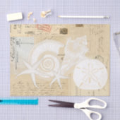 Beach Seashells Cream French Briefkaart Tissue Pap Tissuepapier (Craft)