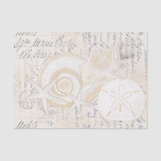 Beach Seashells Cream Italiaans schrijfpapier Tissuepapier (Voorkant)