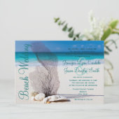 Beach Seashells Destination Wedding Invitations Kaart (Staand voorkant)