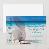 Beach Seashells Destination Wedding Invitations Kaart (Voorkant / Achterkant)